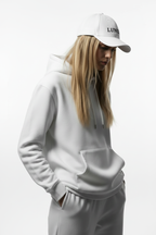Female model – hair fully covering face